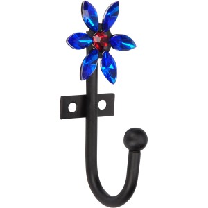 Siro Haken 2164 Metall Schwarz Matt Blüte Blau Rot Lochabstand 15 mm