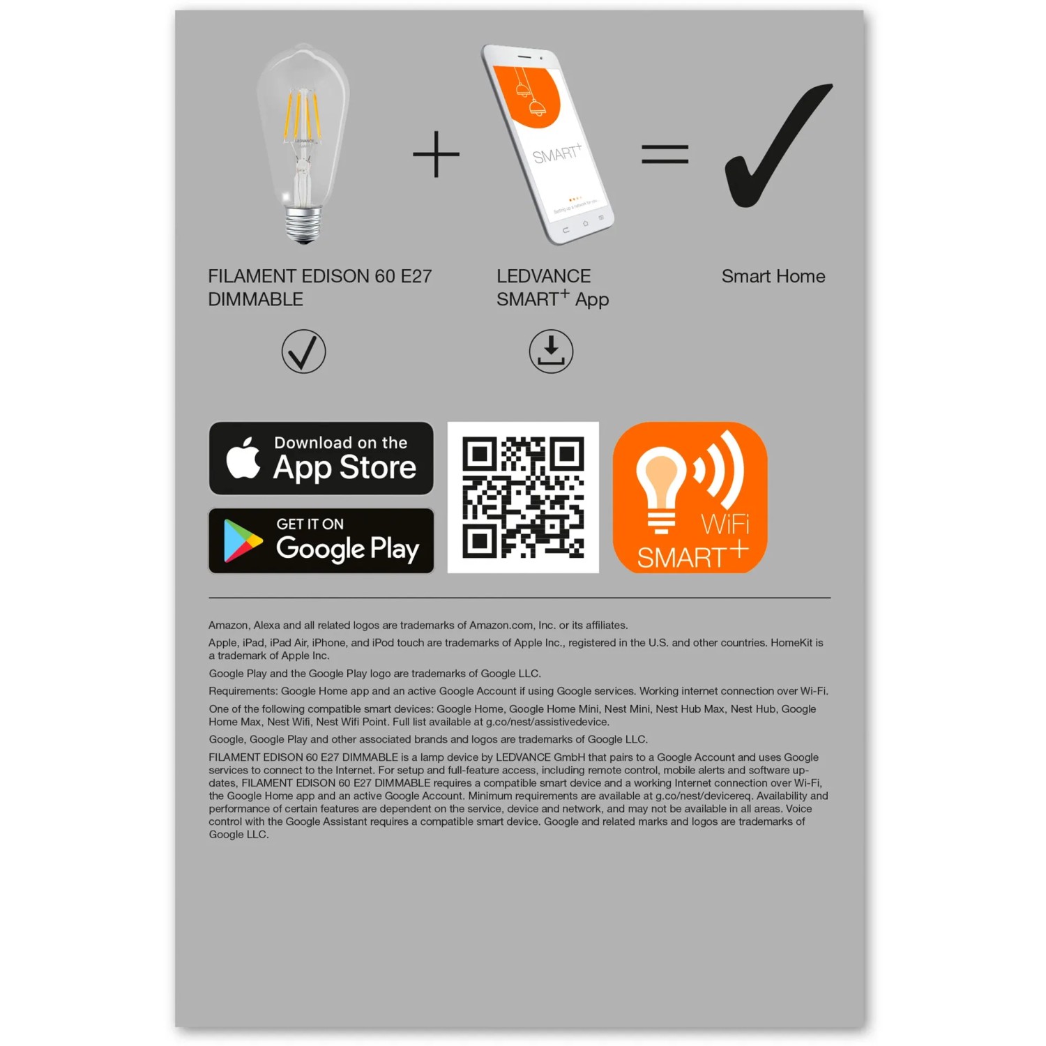 Ledvance Smart+ Filament Edison E27: Illustration der App-Steuerung via Smartphone.