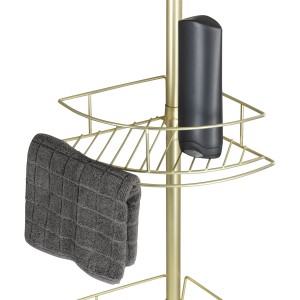 Wenko Teleskop-Eckregal Dolcedo, gold matt, mit Ablagekörben für Badutensilien.