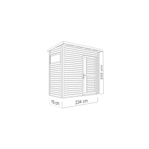 Anthrazitfarbenes Holz-Gartenhaus Bertilo Pentus 1, 234x115 cm, mit Tür und Fenster. Weekendhaus.