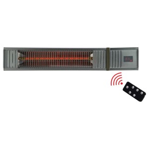 Heizstrahler Infrae 2000 W Alu mit Fernbedienung zur Steuerung der Heizstufen.