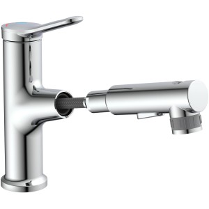 Eisl Waschtischarmatur Chrom mit herausziehbarer Haarbrause für flexible Nutzung.