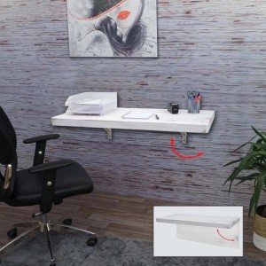 Wandtisch MCW H48, klappbar, 100x50 cm, Shabby Weiß im Wohnzimmer mit Büromaterial.