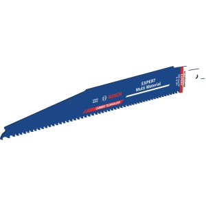 Blaues Bosch Säbelsägeblatt Expert Multi Material S1159XHM, 225 mm, für widerstandsfähige Baustoffe.