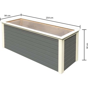 Karibu Hochbeet, 244x94cm, Terragrau, aus Fichte mit Folie, rückenschonende Höhe.