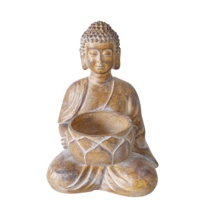 Brauner Buddha Teelichthalter Legolas, 14,1 cm, für stimmungsvolle Beleuchtung.