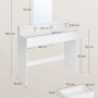 Weißer Vasagle Schminktisch mit Spiegel, 100x40x140cm, 2 Schubladen.