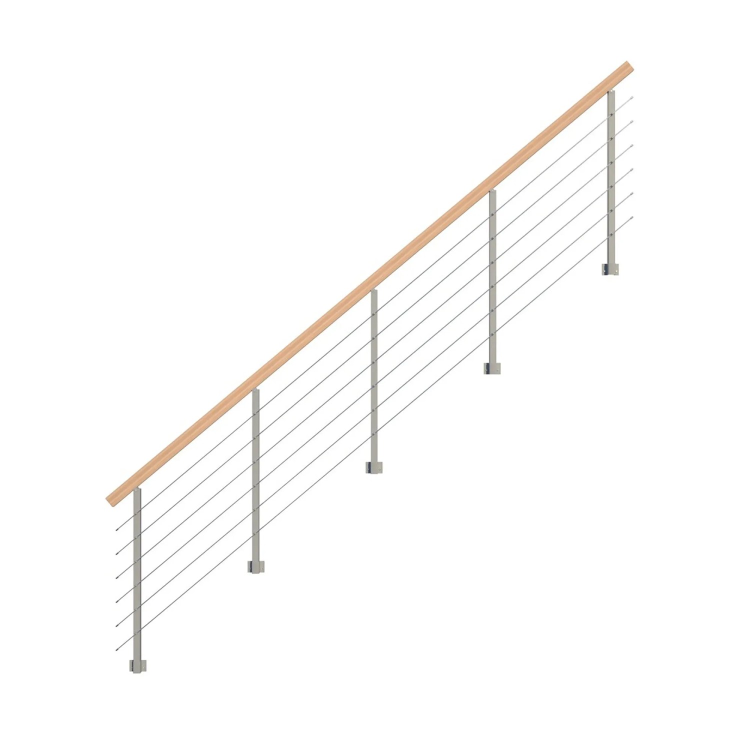 StarWood Metallgeländer Kos mit Rechteckhandlauf Buche 400 cm Grau FSC®_2