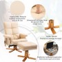 Cremeweißer HOMCOM Massagesessel mit Fußhocker, Stauraum, Lederoptik und Holzgestell. Verstellbarer Relaxsessel.