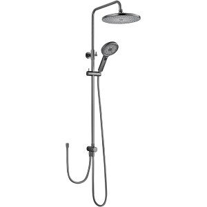 Schöner Wohnen Duschsystem Biella in Graphitgrau mit Kopf- und Handbrause.