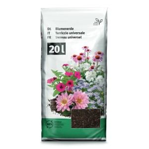 Palette torffreie Blumenerde (132 x 20 l) für Balkon & Garten.