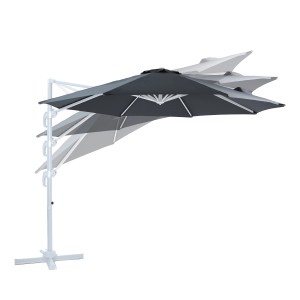 Axi Ampelschirm Marisol, Ø 300 cm, weiß/grau, mit Neigungsfunktion und 360° Drehung für flexiblen Sonnenschutz.