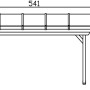 Technische Zeichnung der Skan Holz Terrassenüberdachung Ancona, Maße 541 x 400 cm.