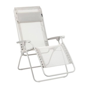 Relaxsessel R CLIP Batyline Seigle, verstellbare Sonnenliege mit Stahlgestell und atmungsaktivem Bezug.