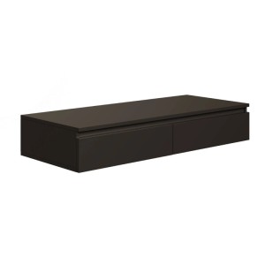 Selsey Bemmi Wand-Schminktisch, schwarz matt, 120 cm, mit 2 Schubladen. Modernes, wandhängendes Design.