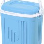 Blaue EDA Kühlbox Iceberg, 20 Liter Volumen, mit weißem Griff und Deckel.