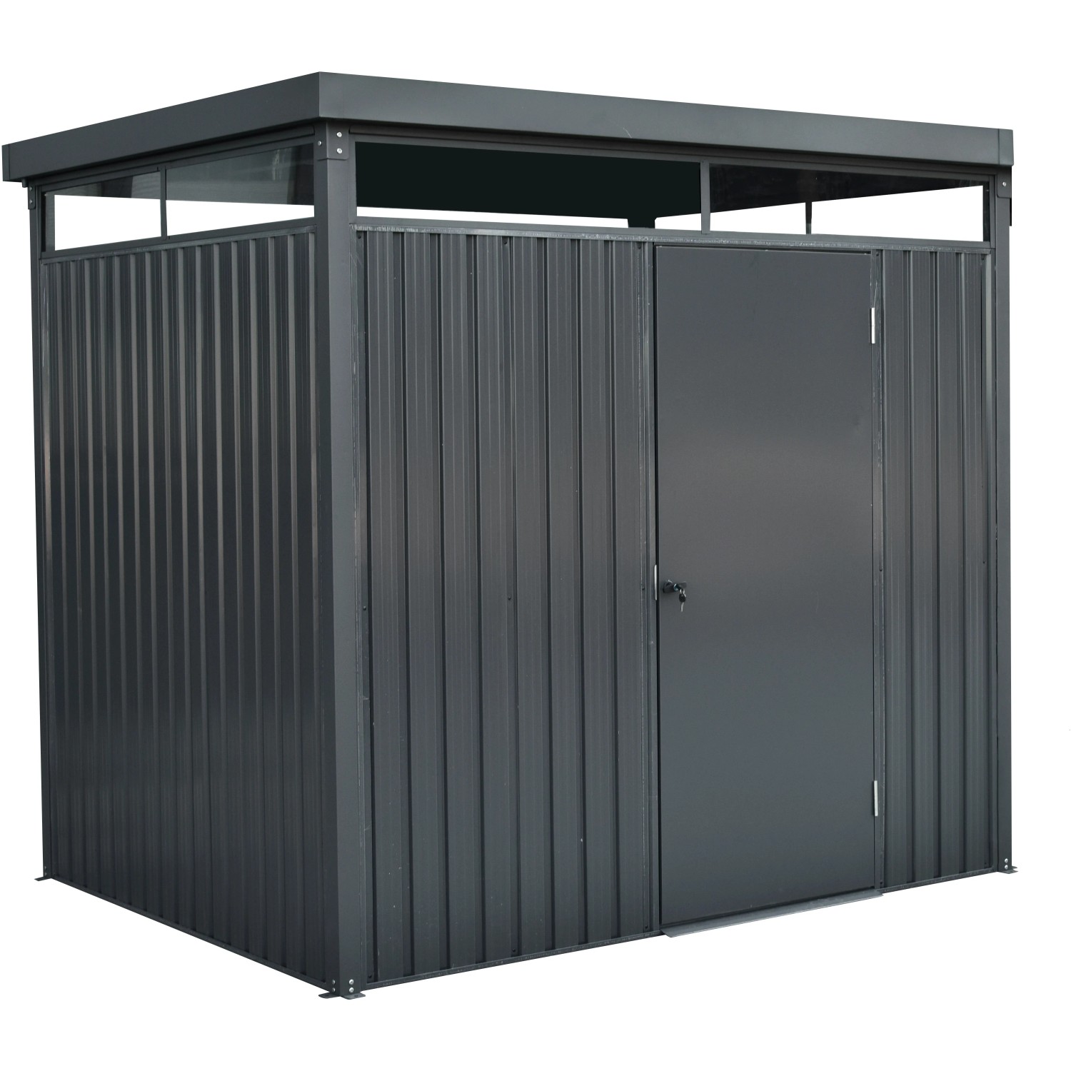 Floraworld Metall-Gerätehaus Stahl Anthrazit 233 cm x 190 cm kaufen bei OBI