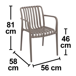 Stapelstuhl Merrydale Kunststoff mit Armlehnen Taupe