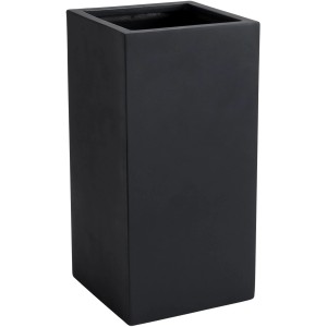 Anthrazitfarbener, hoher Vivanno Pflanzkübel Block (40x40x80cm) aus Fiberglas.