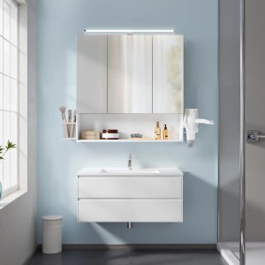 Songmics Spiegelschrank Dacey mit LED 14,5 x 70 x 70 cm Weiß