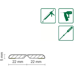 Profilzeichnung Knickwinkelleiste Erftbuche, Maße 22x22 mm, Montagehinweise.
