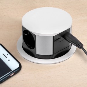 Emuca USB Wiederaufladbare LED Wandleuchte Kaus Black mit Berührungssensor L600 mm Kunststoff und Aluminium Schwarz Metallic