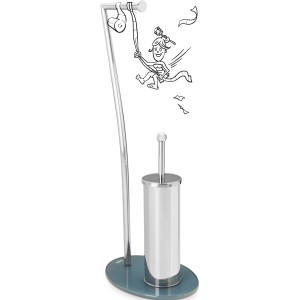 baliv WC-Bürstengarnitur ST-6920 Chrom Edelstahl mit Toilettenpapierhalter.