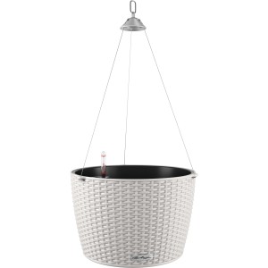 Lechuza Hängeampel Nido Cottage 35, lichtgrau, Ø 35 cm, mit Bewässerungssystem und Edelstahlaufhängung.
