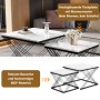 okwish Couchtisch Set mit Marmoroptik HöhenVerstellbare Füße 60x60x45cm 45x45x40cm Schwarz_6