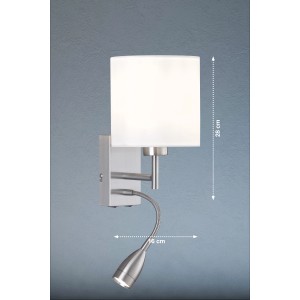 Wandleuchte Dreamer von Fischer & Honsel, 2-flammig, Nickel/Weiß mit Lesearm.