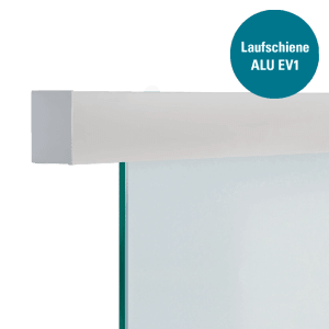 Detailaufnahme: Novadoors Schiebetürsystem Nova 406 mit Alu EV1 Laufschiene.