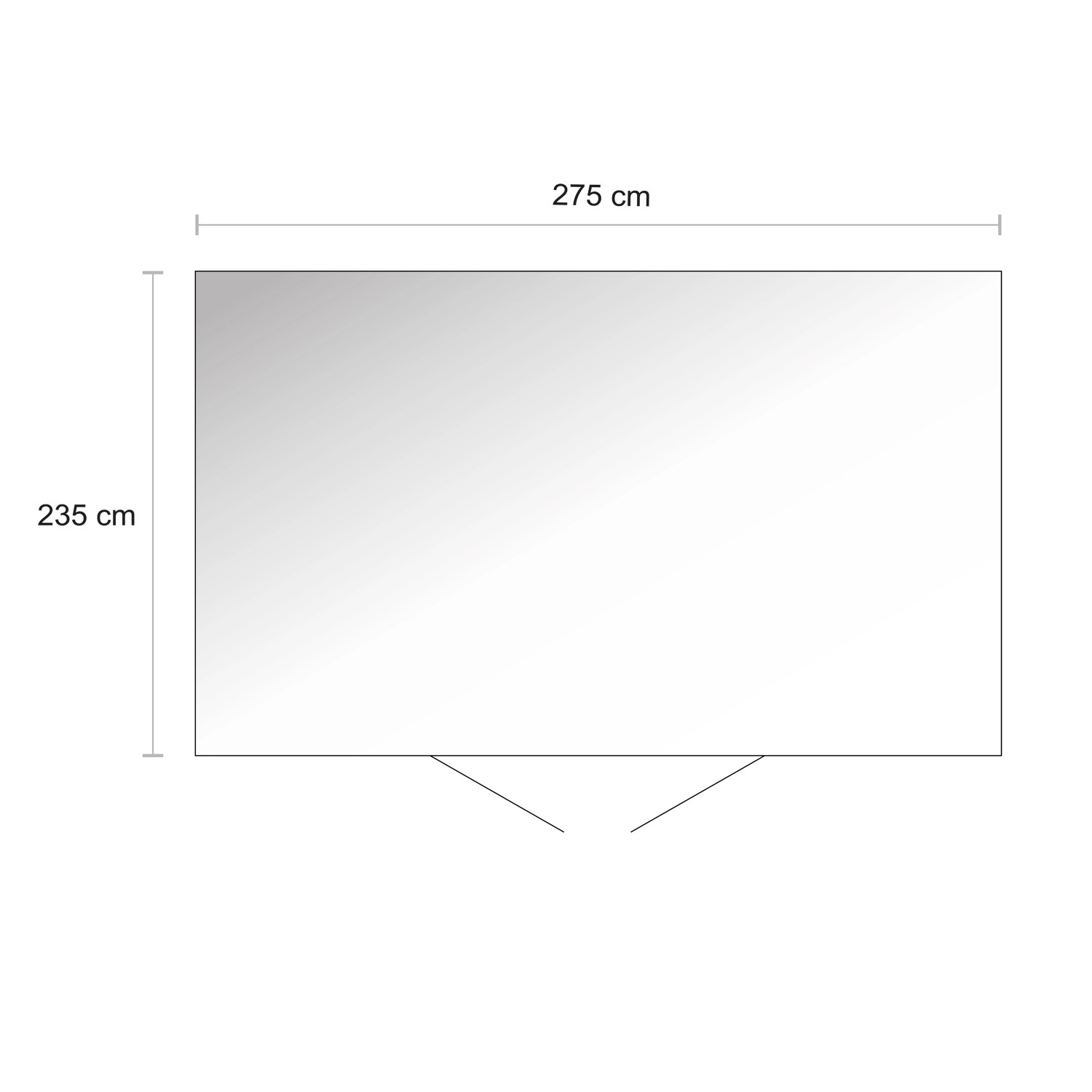 Draufsicht Biohort HighLine Gerätehaus, silber-metallic, 5,6 m², mit Maßangaben.