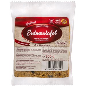 Fidelio Nusstafel 300g für Wildvögel, Ganzjahresfutter im transparenten Paket.
