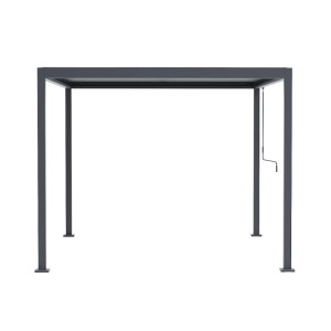 Anthrazitfarbene MWH Pergola Origin 88 (3x4m) mit verstellbarem Lamellendach für Garten & Terrasse.