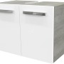 Fackelmann Waschbeckenunterschrank A-Vero, Graueiche/Weiß, 63 cm breit.