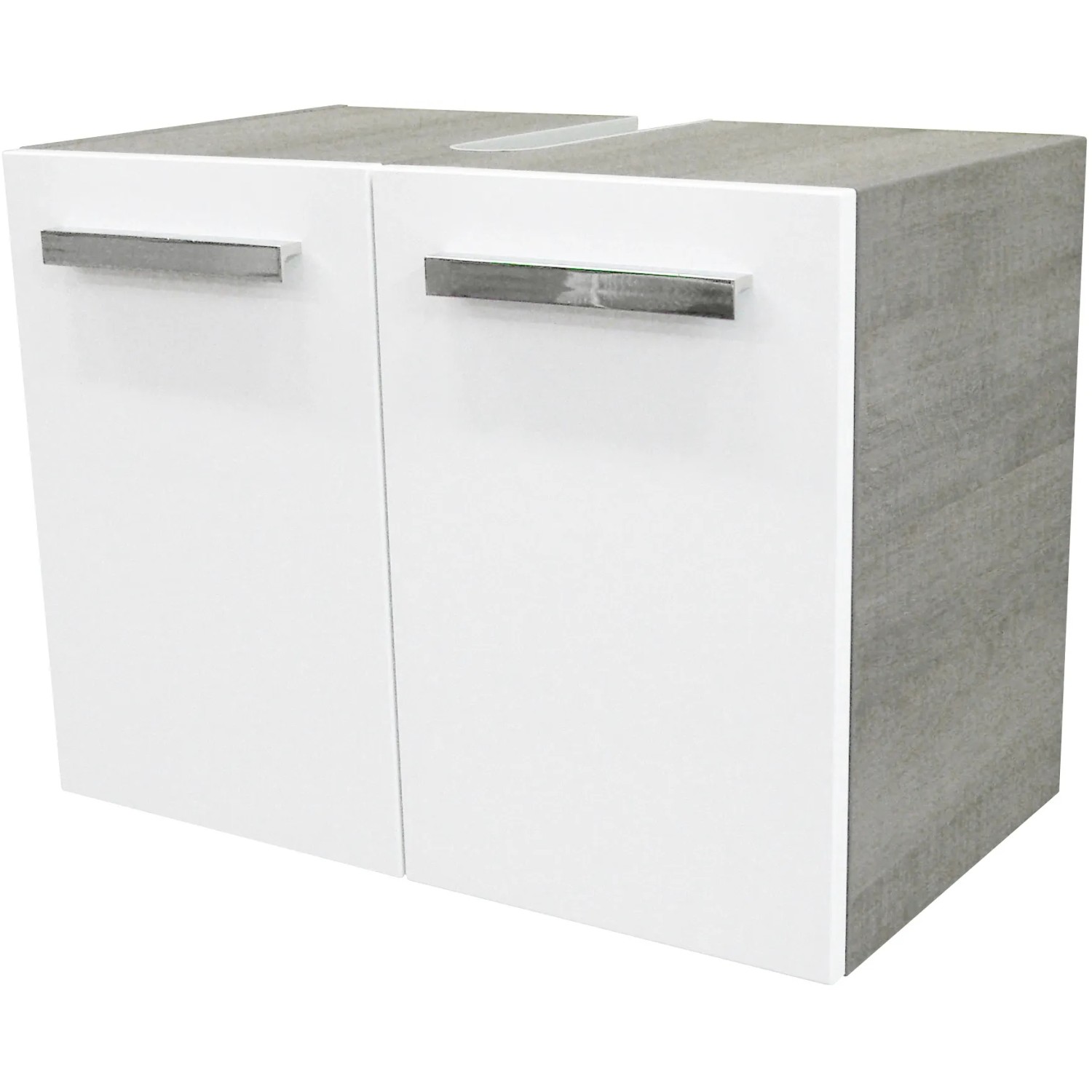 Fackelmann Waschbeckenunterschrank A-Vero, Graueiche/Weiß, 63 cm breit.