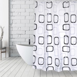 MSV Duschvorhang Vintage, mehrfarbig mit grafischem Muster. Polyester, 180x200 cm.