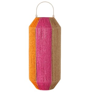 Hohes Windlicht Mikaela von Boltze, 60 cm, orange, pink und naturfarben, mit Henkel.