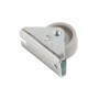 Möbel-Bockrolle Standard, Ø 25mm, 40kg Traglast, mit grauem Kunststoffrad und verzinktem Stahlblechgehäuse.