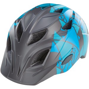 Prophete Kinder-Fahrradhelm, 48-52 cm, Schwarz mit blauem Muster.