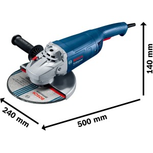 Bosch Professional Winkelschleifer GWS 20-230 J mit Trennscheibe und Zusatzhandgriff.