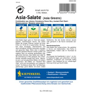 Kiepenkerl Asia-Salate Saatband mit Mizuna, Komatsuna, Mustard Red Giant für würzige Salate.