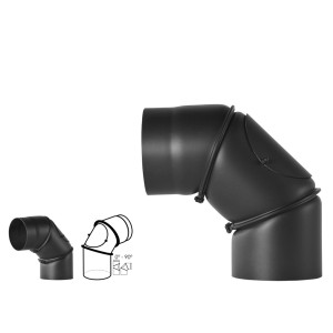 Bertrams Ofenrohrbogen 0°-90° verstellb. m. Tür Ø120mm 2mm Schwarz