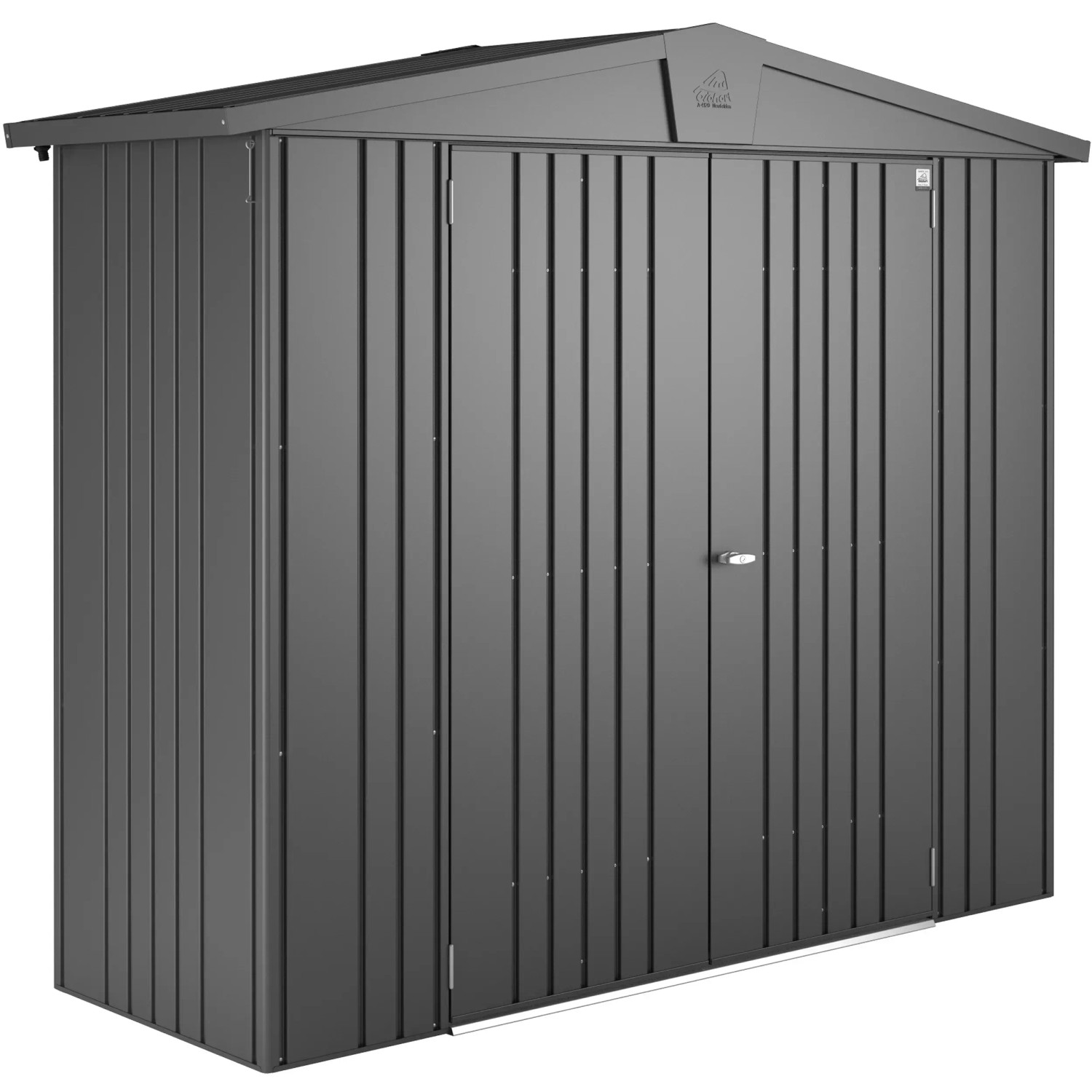 Biohort Gerätehaus Europa, dunkelgrau-metallic, 1,9 m², Metall Gerätehaus mit Doppeltür.