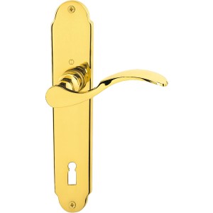 Hoppe Türgriff Caracas, Langschild, Messing poliert für Innentüren.