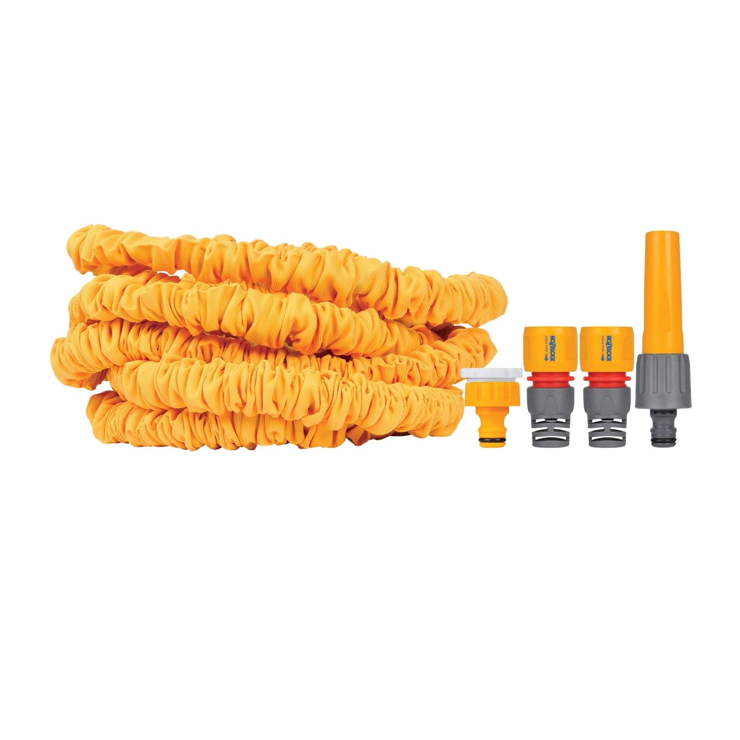 Hozelock SuperHoze 15 m Gartenschlauch mit Anschlüssen und Düse, gelb.