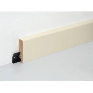 Sockelleiste FU062L, Dekor ähnlich RAL1013, 15x58x2400 mm, mit Clip zur Montage.