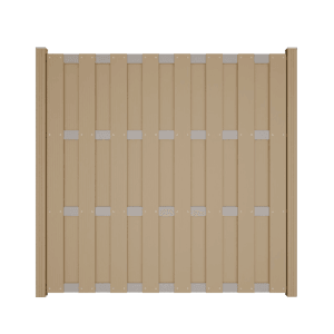GroJa Fertigzaun Sand, 180x180 cm, mit Alu-Querriegeln. Sichtschutzzaun für Garten und Terrasse.