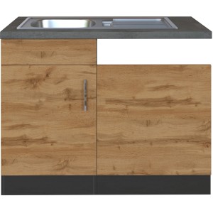 Held Möbel Spülzentrum Sorrento, 110cm, Wotan-Grafik Dekor, mit Spüle und Metallgriff.