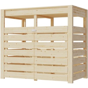 Karibu Mülltonnenunterstand 2 mit Hochbeet, naturbelassen, aus Holz.